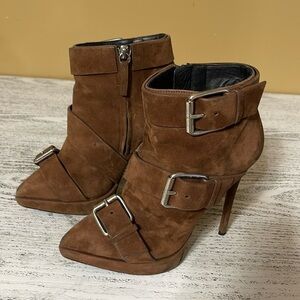 Giuseppe Zanotti Brown Suede Buckle Ankle Boots Size 36 Italy